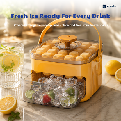 One-Press 50-Cube Ice Cube Tray with Lid & Storage Bin