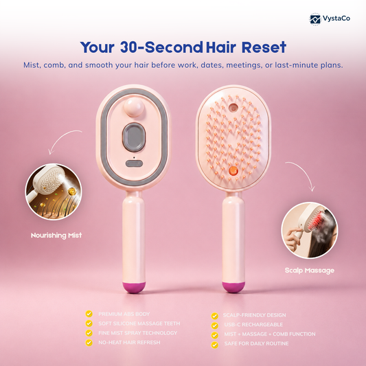 3-in-1 Spray Hair Comb for Frizz Control & Scalp Massage