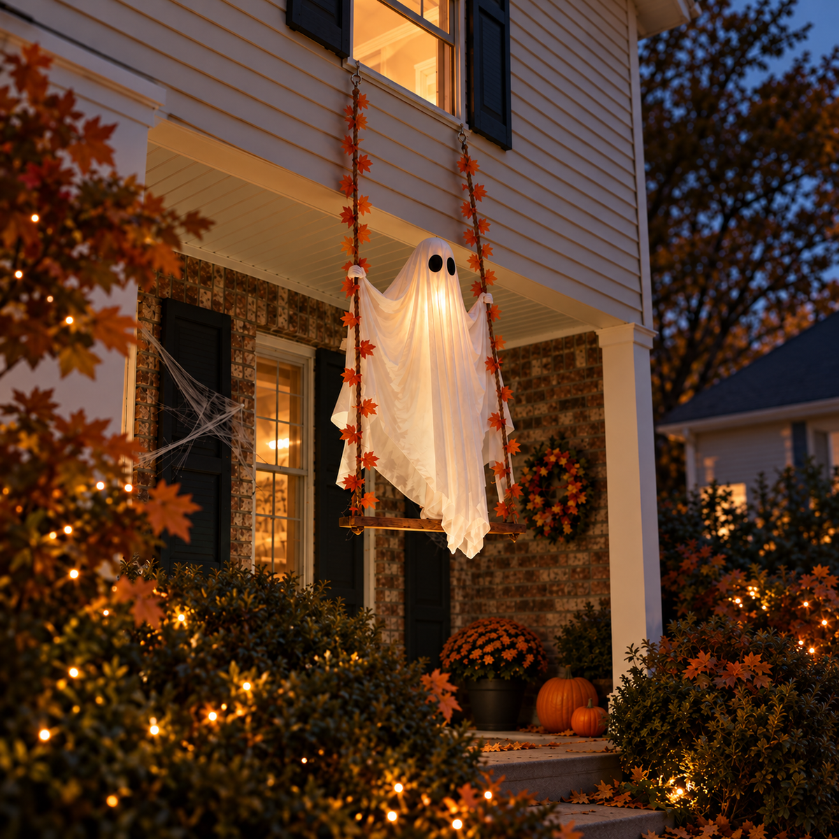 Light-Up Swinging Ghost Halloween Decoration – 47.2" Hanging Ghost