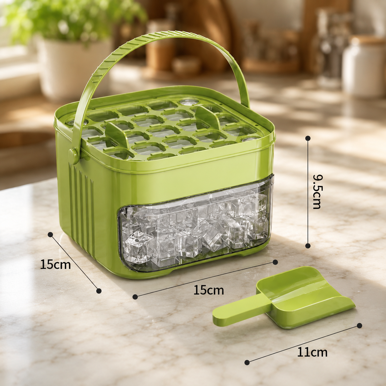 One-Press 50-Cube Ice Cube Tray with Lid & Storage Bin