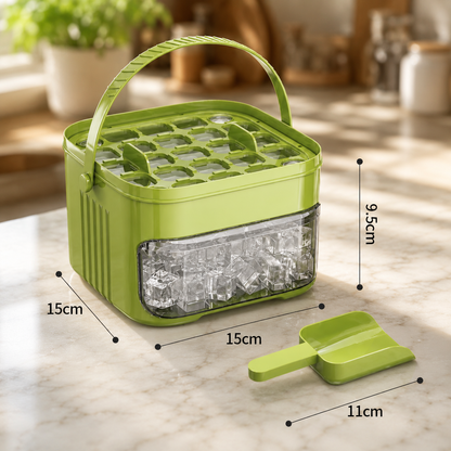 One-Press 50-Cube Ice Cube Tray with Lid & Storage Bin