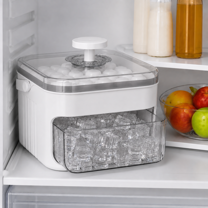 One-Press 50-Cube Ice Cube Tray with Lid & Storage Bin