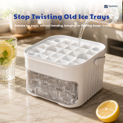 One-Press 50-Cube Ice Cube Tray with Lid & Storage Bin